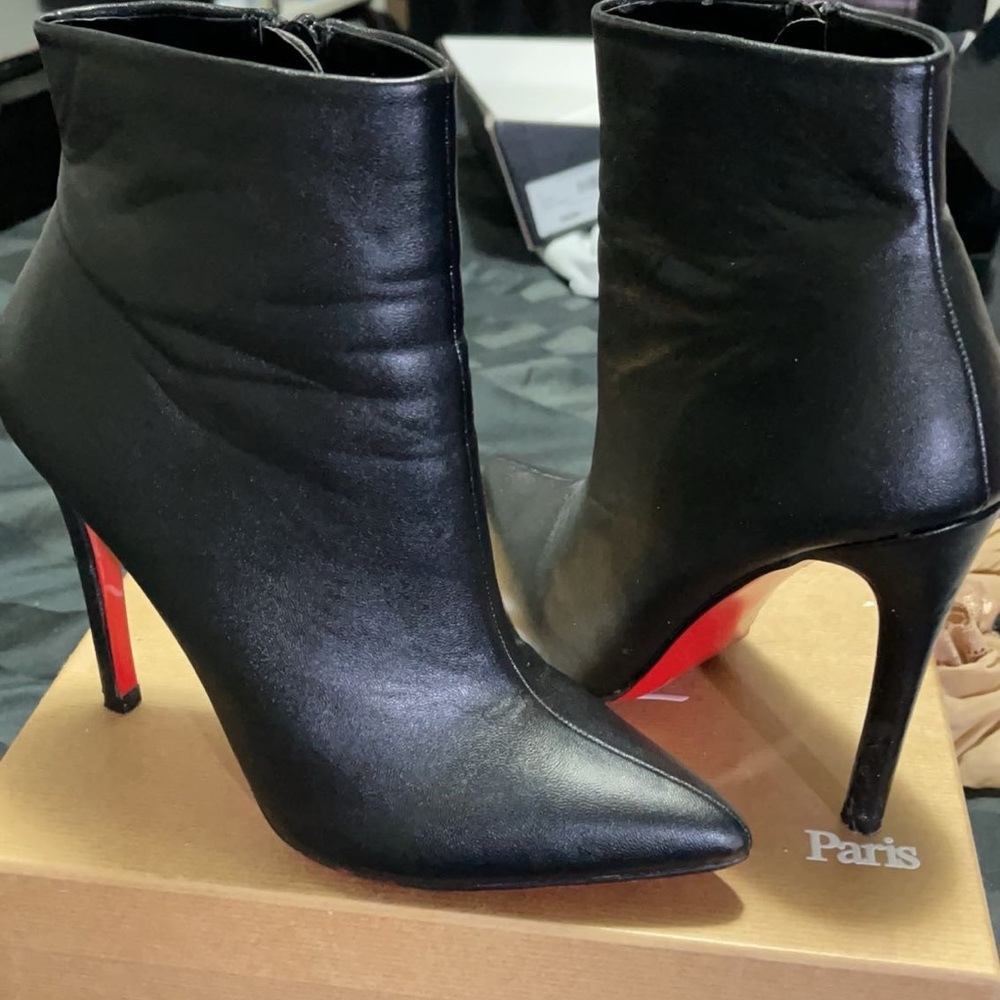 Fashion Nova Black Booties Red Sole